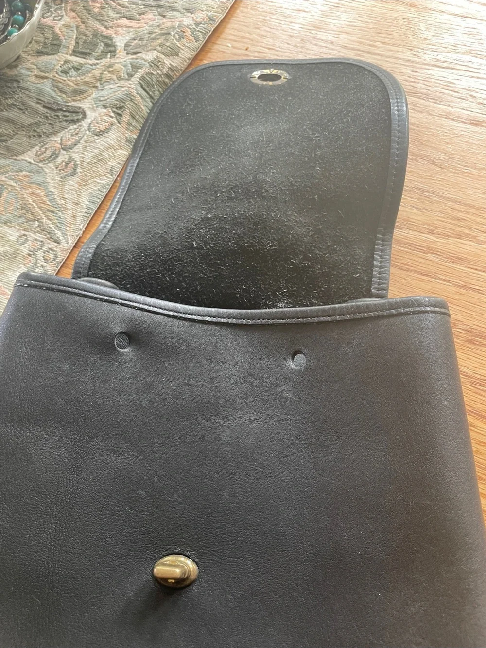 Vintage Coach 9791 Classic Black Leather Backpack with Turn-Lock Closure